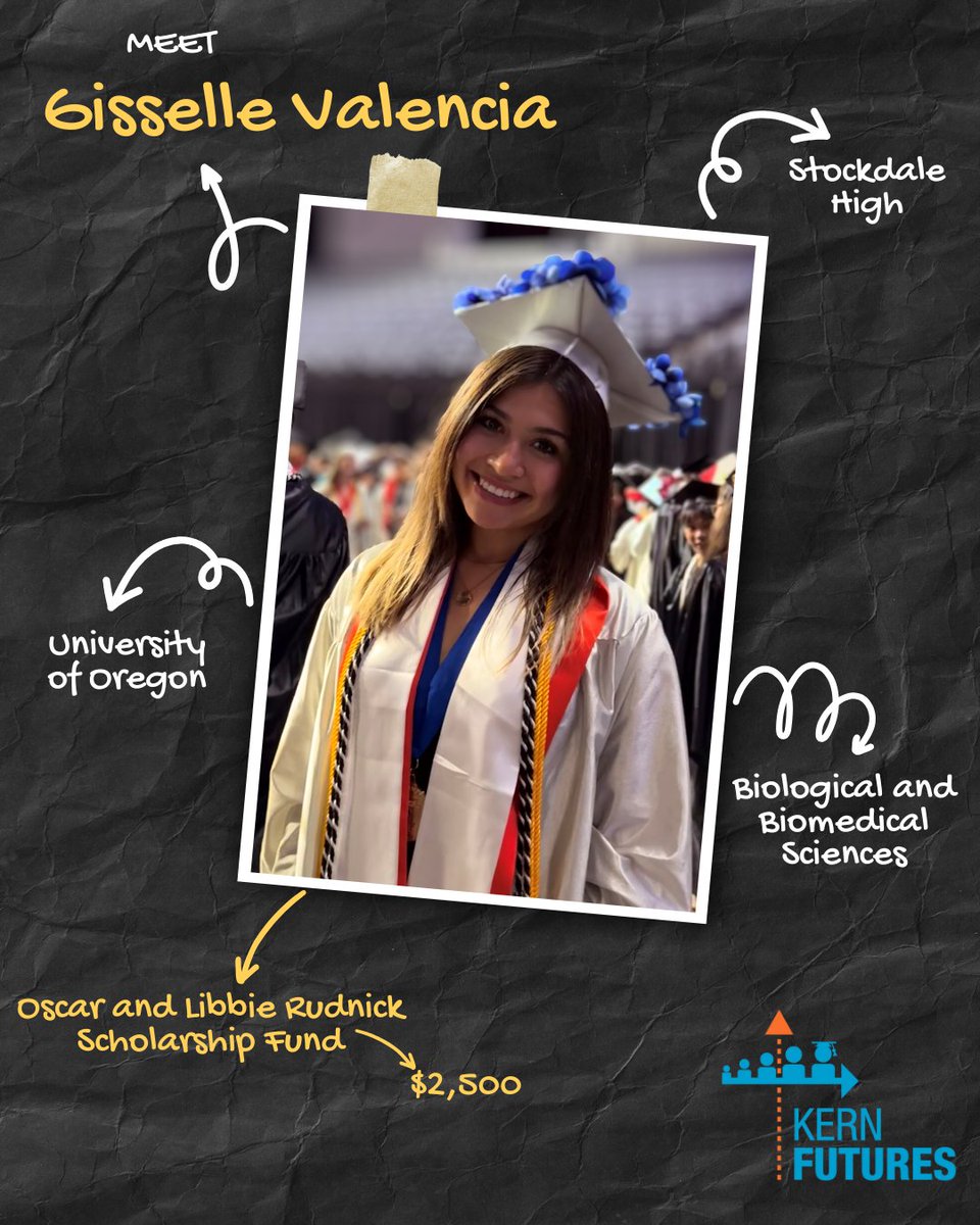 kernfoundation's tweet image. Meet Gisselle Valencia, a graduate of Stockdale High! Gisselle received the Oscar and Libbie Rudnick #Scholarship Fund of $2,500. She is currently attending the University of Oregon, majoring in Biological and Biomedical Sciences. #KernFutures #HigherEd #Kern #College