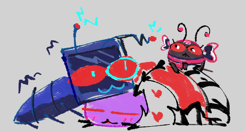the bees
(the bug vees)
(no its the bees bc velvette is the queen)
(otherwise theyd just be called the mees or the cockees)
(bro)

#HazbinHotel #staticmoth