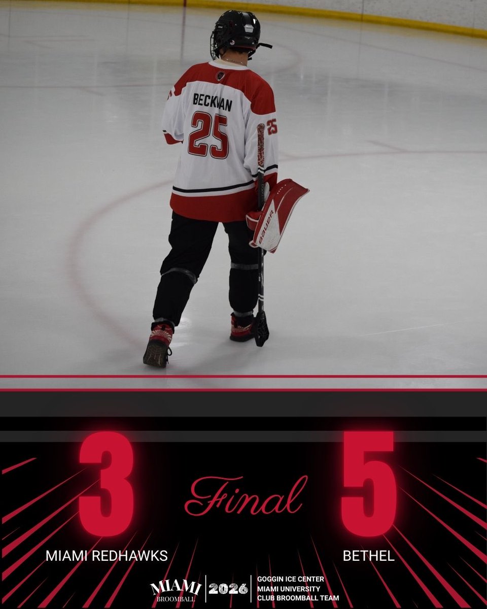 Final score from our second game Saturday at NATIONALS in Minneapolis. 

#nationals #loveandhonor #miamioh #redhawks #broomball