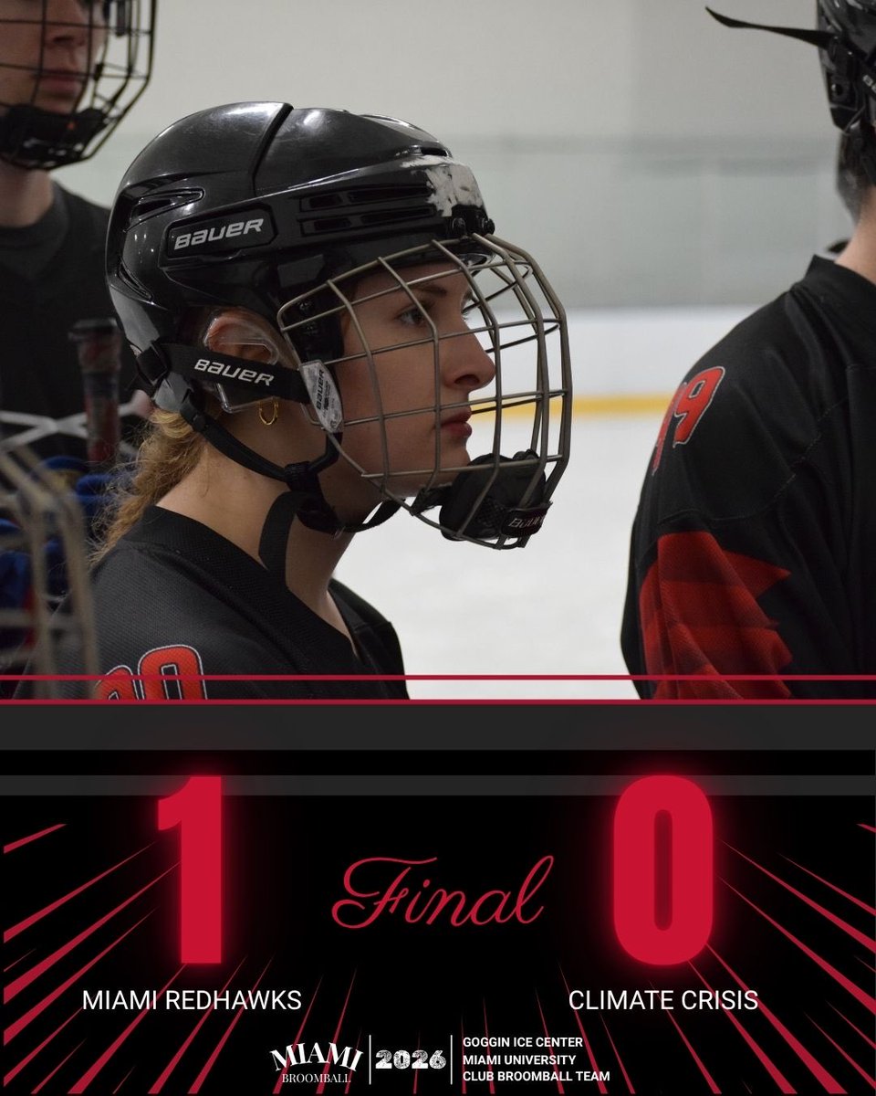 Final score from our third game Saturday at NATIONALS in Minneapolis. 

#nationals #loveandhonor #miamioh #redhawks #broomball