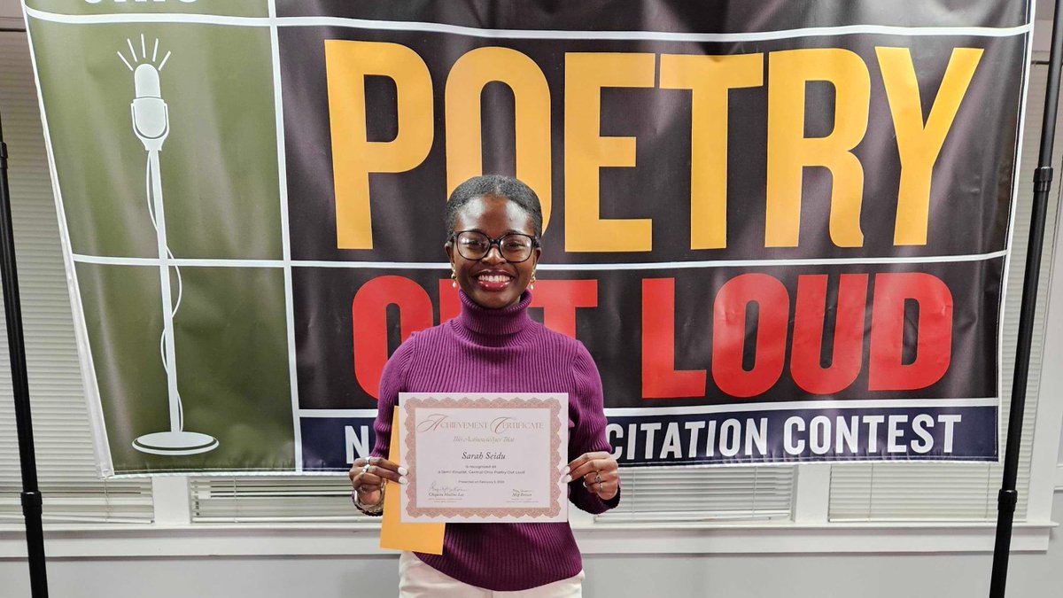 ThurberHouse's tweet image. TOMORROW 4/28: Central Ohio's own Sarah Seidu competes in the national #Poetry Out Loud semi-finals in Washington, D.C.! 👏🏅

Sarah will appear during the 9 am ET time slot. Watch the livestream! ➡️ poetryoutloud.org

#columbus #columbusohio #columbusmakesart #artmakescbus