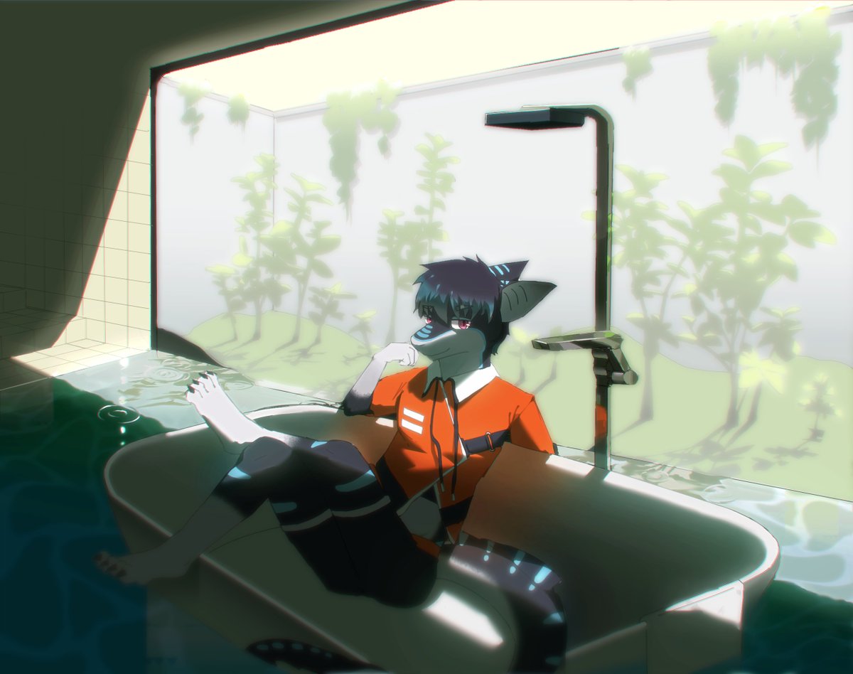 SounoriRuna's tweet image. Plants and poolcore🥺🌿
by @susuthefox 

#furryart #shark #digitalart