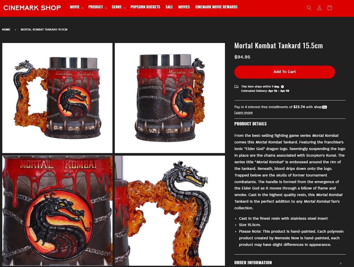 Dynasty1031's tweet image. It seems like Cinemark is only offering this Mortal Kombat themed cup on their online MK2 store for $100 if anyone is interested 😅 shop.cinemark.com/products/morta… #MortalKombat🐉