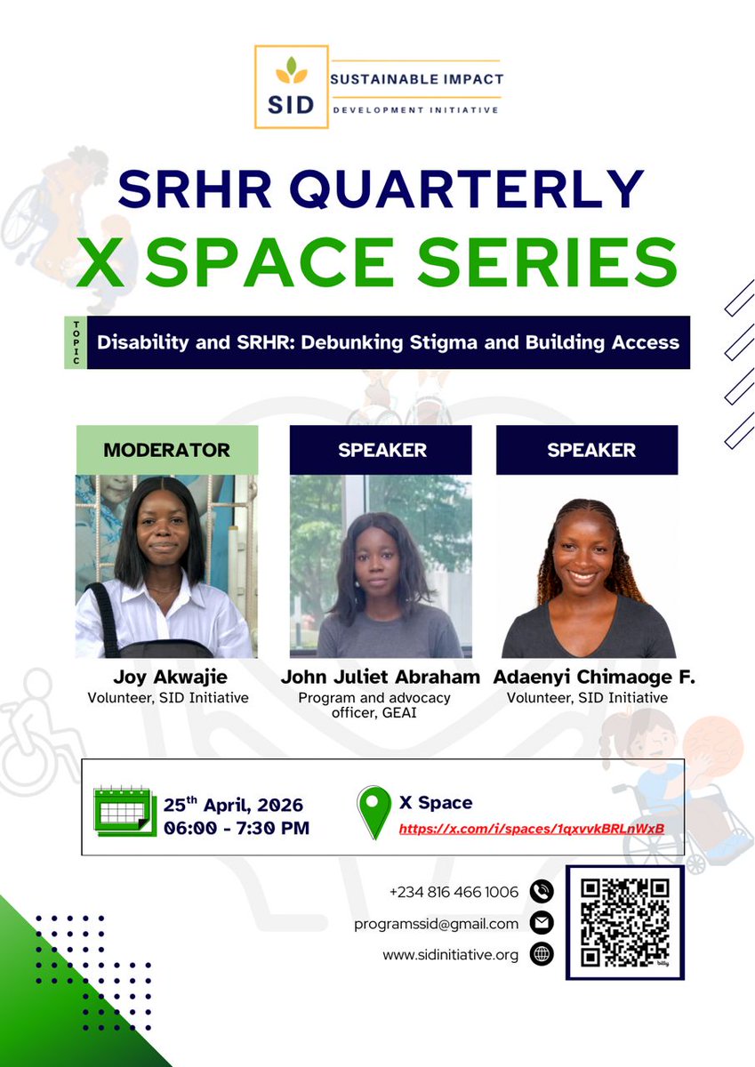Sidinitiative's tweet photo. Access shouldn’t be a privilege, it should be a given.

This quarter, we’re opening up an honest, necessary conversation on Disability and SRHR - breaking down stigma, challenging harmful narratives, and exploring what real access looks like for everyone. https://t.co/N0yWMk4e5q