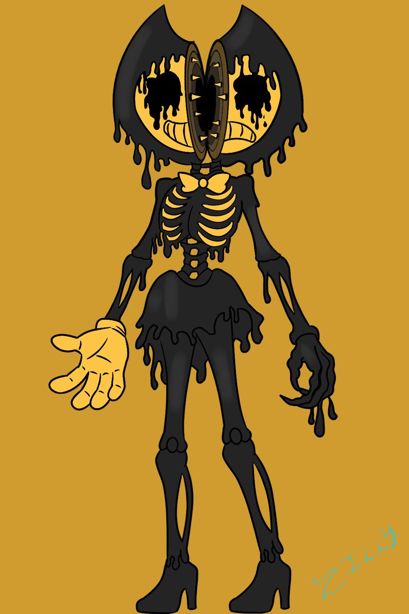 zuovim's tweet image. Rita’s GF Willow’s (who I’ve posted before) ink demon form. In the show she was planned to be called the Dancing Damsel. In this form? She’s called the Damsel of Death. Gave her five fingers on her cartoon hand and four on her claws, thought it was cool! #Bendy #BATIM #BATDR
