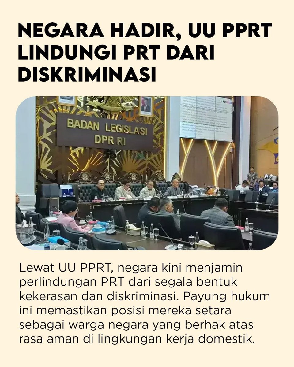 Perjuangan panjang akhirnya terjawab! kini tak ada lagi ruang untuk diskriminasi ✊ Sejarah Baru Pekerja Domestik hadir lewat UU PPRT yang memastikan perlindungan hukum nyata. #UUPPRTSah