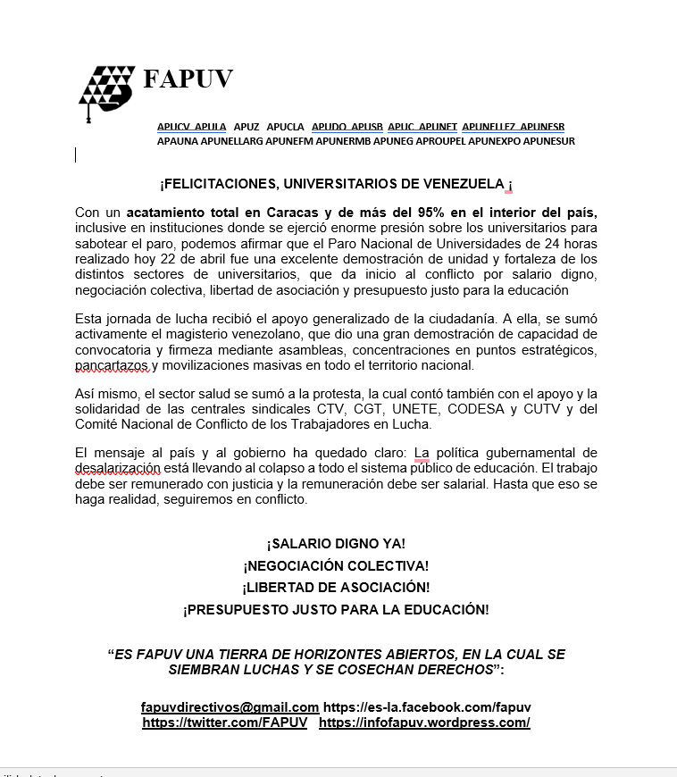 ¡FELICITACIONES UNIVERSITARIOS DE VENEZUELA!
#EducaciónEnLucha
#SalarioDignoYA