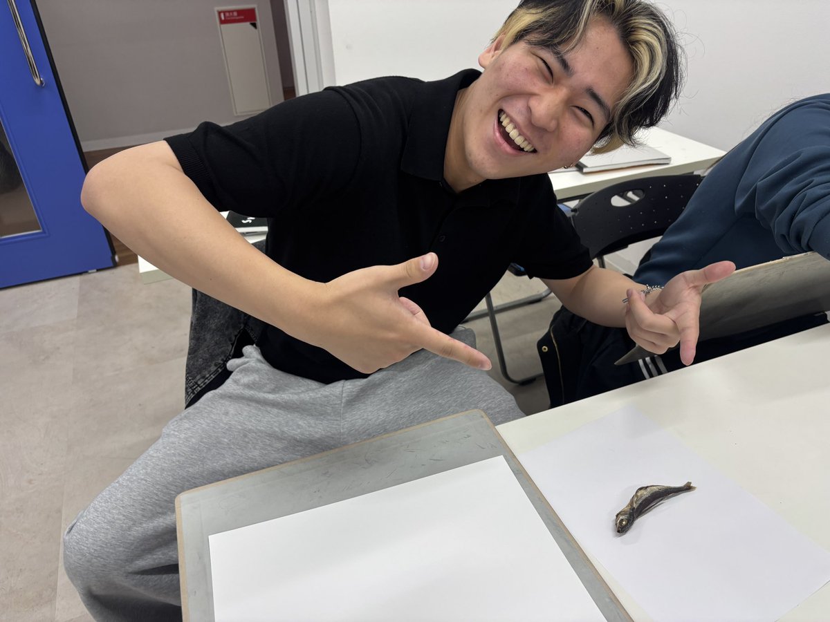 マンガの授業覗きにいったら煮干しデッサンしてた🐟🐟