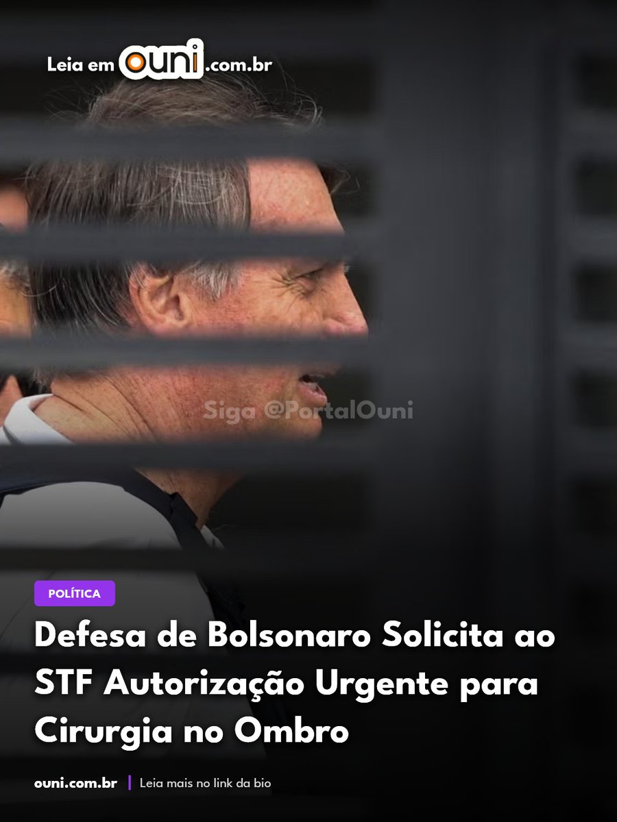 PortalOuni's tweet photo. Defesa de Bolsonaro solicita ao STF autorização urgente para cirurgia no ombro. 🏥 Entenda os detalhes e a importância do procedimento para a saúde do ex-presidente. 👇 #Bolsonaro #STF
Saiba mais em: https://t.co/RRM11OTyET https://t.co/tbPlNtRbVp