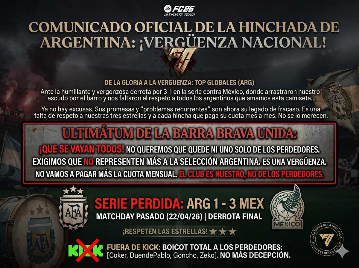 🚨 ULTIMATUM 🚨

VERGUENZA.
