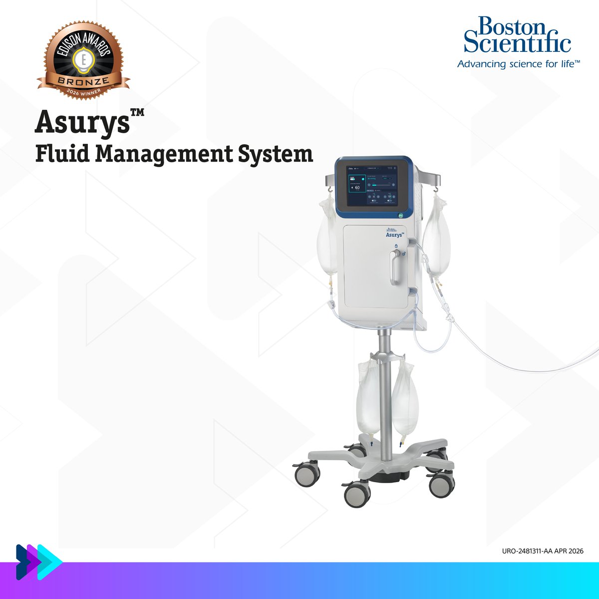 bsc_urology's tweet photo. We are pleased to announce that the Asurys™ Fluid Management System has won the 2026 Bronze Edison Award! The @EdisonAwards recognize and honor innovation, excellence in design, development, marketing &amp; launch of new products. Rx Only.
Learn about Asurys: https://t.co/IQ0bWqGhGb https://t.co/UpVq1CTnwW
