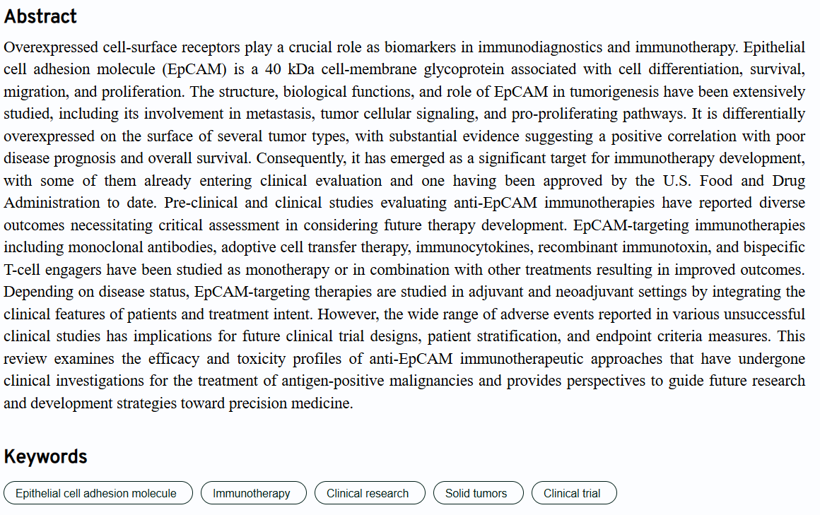 TumorD21400's tweet image. Review Collection
📢EpCAM-targeting cancer immunotherapies: Evidence from clinical studies and the way forward
👉accscience.com/journal/TD/4/1…
#Epithelialcelladhesionmolecule #Immunotherapy #Clinicalresearch #Solidtumors #Clinicaltrial