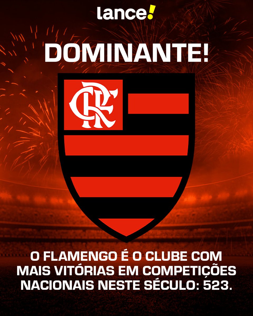 LIDERANÇA RUBRO-NEGRA! 🔴⚫📊

O Flamengo segue demonstrando sua força no cenário nacional. O Rubro-Negro é o clube com o maior número de vitórias em competições nacionais neste século (desde 2001), liderando um ranking de peso.

Confira o Top-3 de vitórias:
1️⃣ Flamengo: 523
2️⃣