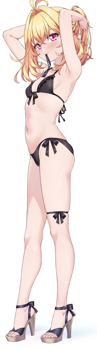 ポニテ水着るるかも描きます! 