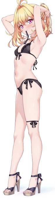 ポニテ水着るるかも描きます! 