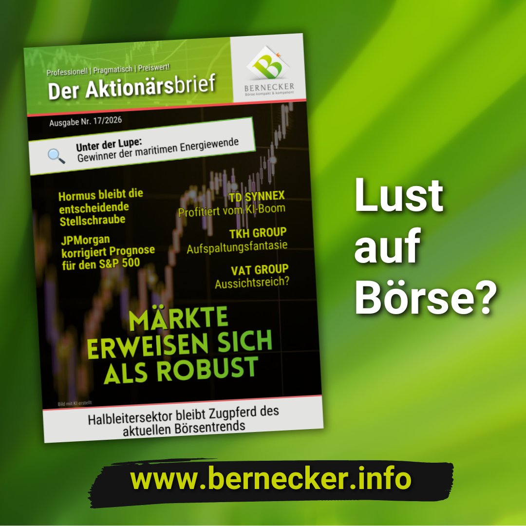 Investmentideen, Impulse, Meinung, Musterdepots. Nutzen Sie die Erfahrung des mehrfach ausgezeichneten "Aktionärsbriefs" auch für Ihre Meinungsbildung zum Depot. Jetzt Probe-Abonnement mit Preisvorteil nutzen:
bernecker.info/offer/qgqxwmxj…