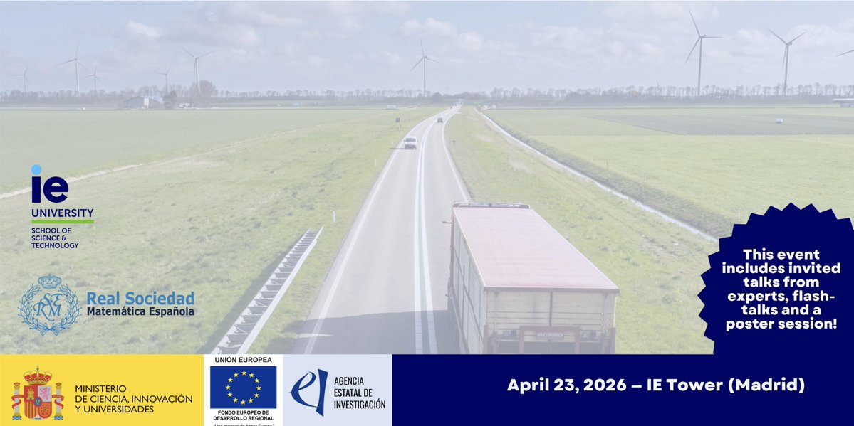 RealSocMatEsp's tweet image. 📢 Esta mañana se está celebrando una nueva edición de la IE-RSME Applied Mathematics Workshop Series en la IE Tower (Madrid).

#IE
#RSME
#matematicas