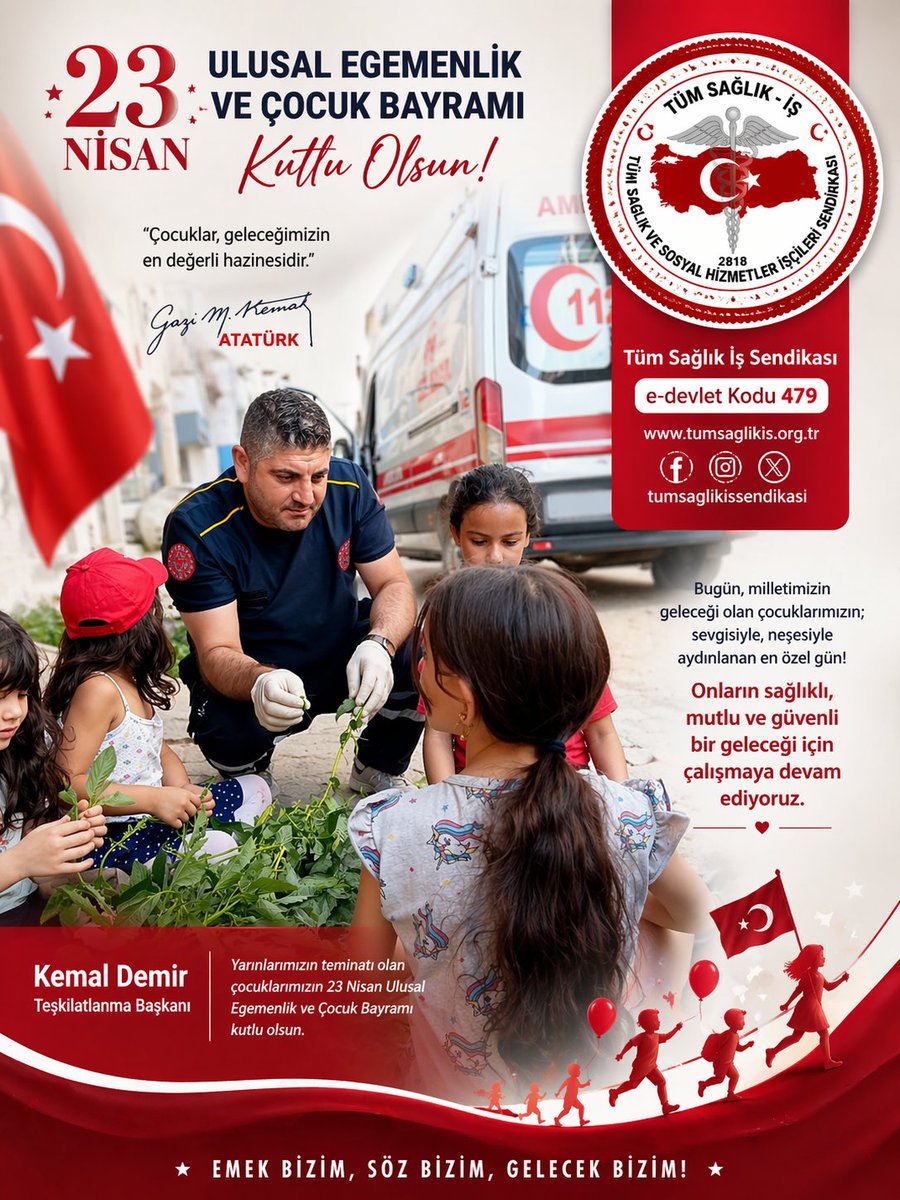 K_Demir__'s tweet photo. "Geleceğimizin teminatı olan çocuklarımız için;
sağlıklı, güvenli ve umut dolu yarınlar inşa etmeye devam ediyoruz… 23 Nisan Ulusal Egemenlik ve Çocuk Bayramı kutlu olsun!” 🇹🇷

https://t.co/0ek9VoD6ke
#UlusalEgemenlik #ÇocukBayramı #GeleceğimizÇocuklar #TümSağlıkİş https://t.co/OVV2AG5wmY
