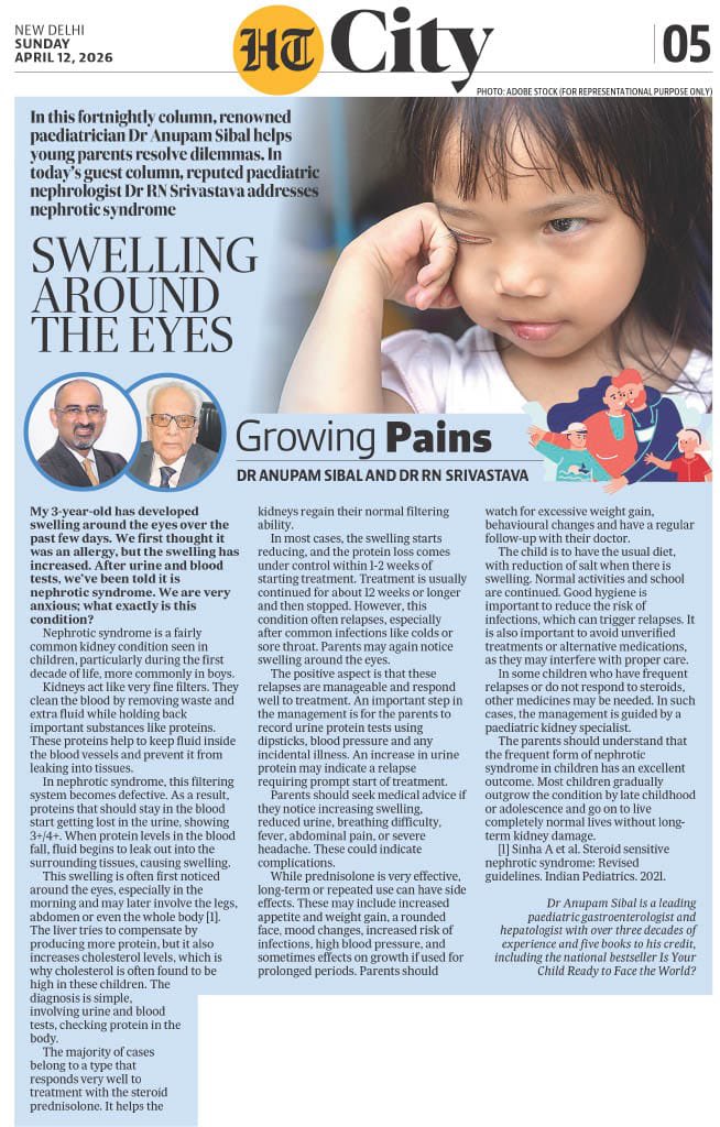 AnupamSibal's tweet image. Sharing my latest Growing Pains column on Nephrotic Syndrome - swelling around the eyes could be more than just an allergy.

#GrowingPains #ChildHealth #NephroticSyndrome #Parenting #PediatricCare #HTCity

pressreader.com/india/ht-city/…