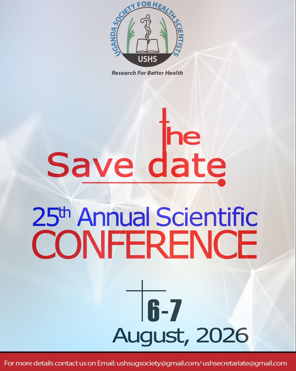 UgSocScientists's tweet image. 🎉 Our 25th Annual Scientific Conference is HERE!
🗓️ Mark your calendars: August 6–7, 2026
📍 Get ready for insightful discussions, innovation, and collaboration in health science.
More details coming soon. Stay tuned!
#USHSCONF2026 #Research #SaveTheDate
@rkalyes1 @mwsemm001