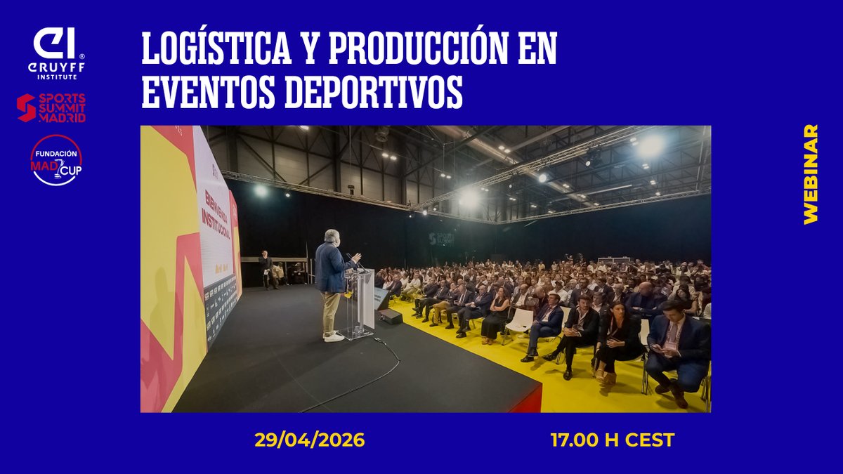 CruyffInstitute's tweet image. Are you into #SportingEvents logistics and production?

Join our webinar “From strategic planning to match day: everything neither players nor spectators see”(in Spanish) on April 29 at 5PM (CEST) with Carlos Antón (@madcupofficial)

✍️: openwebinar.johancruyffinstitute.com/meeting/regist…