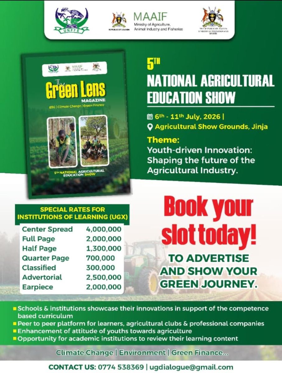 _yopas's tweet photo. Join us at the 5th National Agricultural Education Show in Jinja.
Book your slot today and showcase your  innovation. https://t.co/CdRVVzMqkN