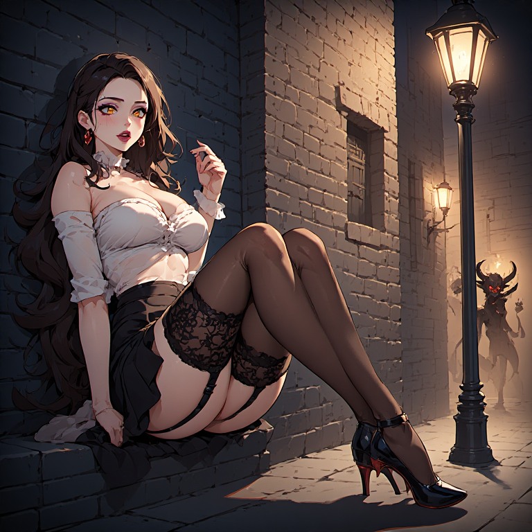 cinescopio0856's tweet image. #ia #darkness #girl #demon #street