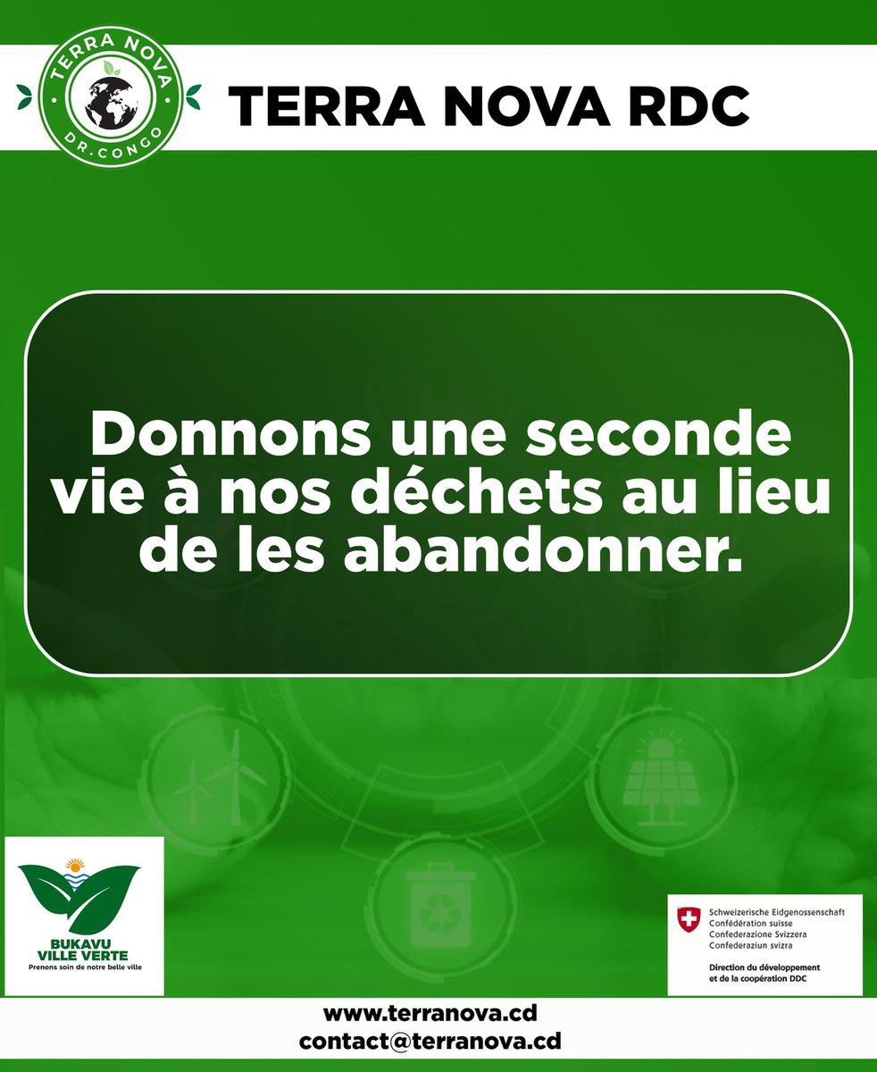 terranova_rdc's tweet image. Transformons nos déchets en opportunités, pas seulement pour un bénéfice économique mais surtout pour réduire leur quantité et impact négatif sur l'environnement.
------------
𝗧𝗘𝗥𝗥𝗔 𝗡𝗢𝗩𝗔 𝗥𝗗𝗖  

#Déchets #Bukavu #Valorisation_Déchets #Environnement #TerraNovaRDC
