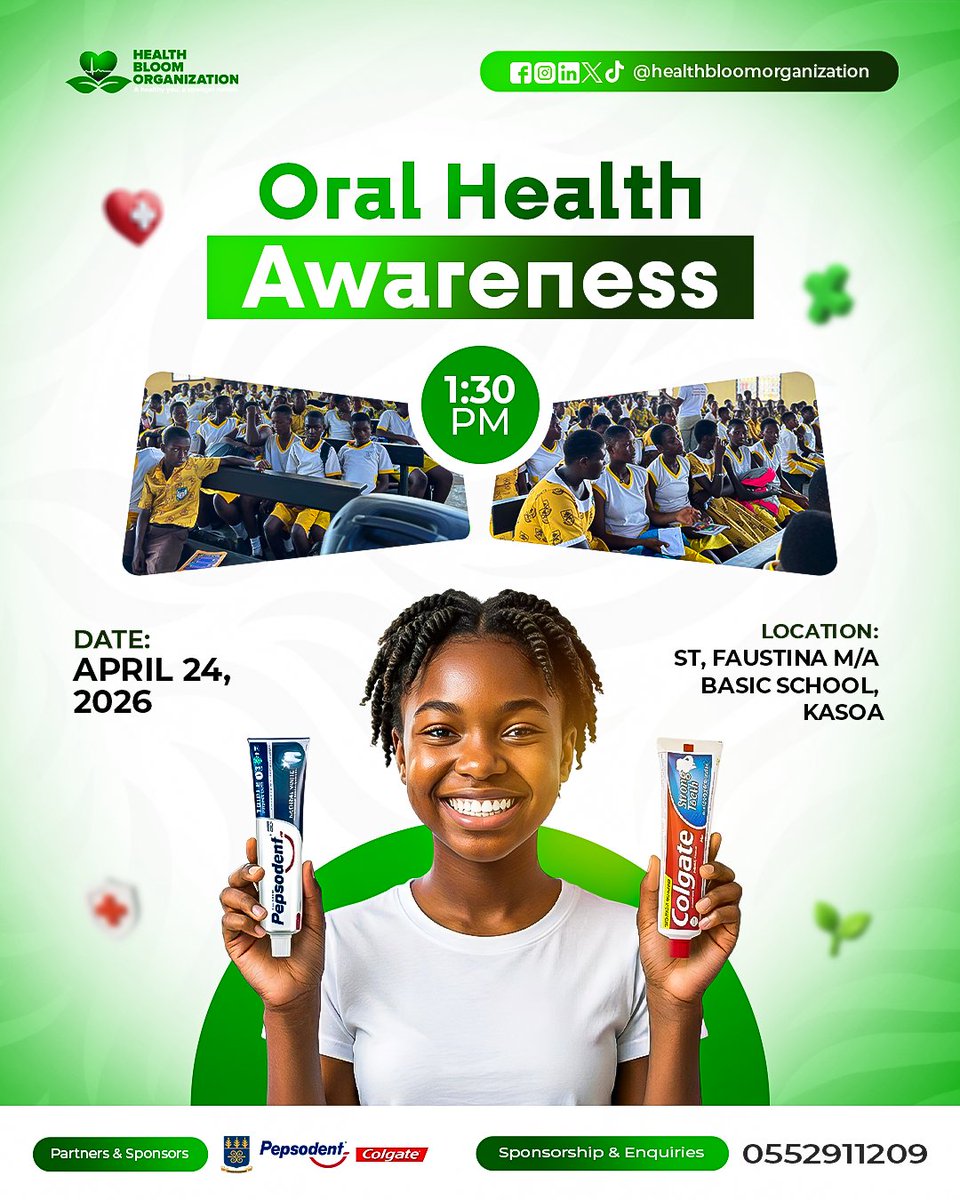 Health_Bloom212's tweet image. Tomorrow, the vision becomes a reality. We are heading to St. Faustina R/C Basic School for our first session with the students of the Health Bloom Club. 
#Club #health #sdg3