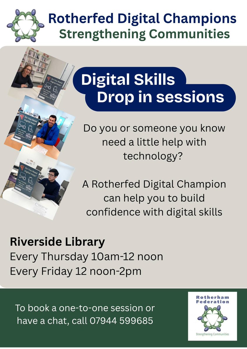 Stag_RosePPG's tweet image. Struggling with your NHS Health App, online safety, banking - find out more!

Help to access online services, safely. @OfRotherham Digital Champions

#DigitalConnection #online 10am Riverside Library, S60 1AE 
@RothLibraries