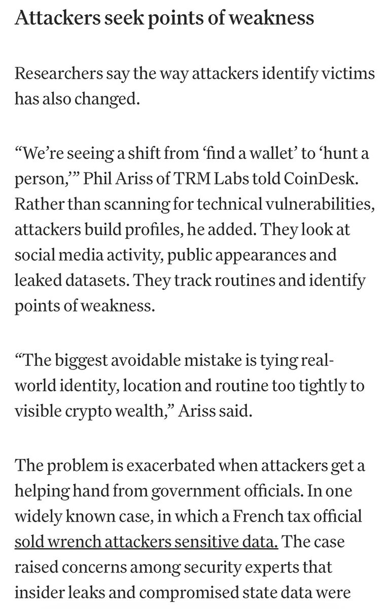 validotxyz's tweet photo. France has seen 41 crypto-related kidnappings this year — roughly one every 2.5 days.

Privacy isn’t about having something to hide.

It’s about not becoming a target.

Even if you do everything right, companies, databases, and third parties don’t guarantee your safety.

Privacy is a basic human right — not a sign of guilt.

On @solana you can use private send in @solflare wallet without exposing your balance.

Work smart, not hard 😉
