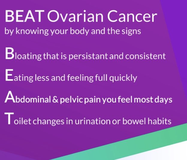 SJA_McC's tweet image. The lady on GMU was right, people have to take responsibility for presenting ASAP at their GP etc to assist with earlier diagnosis as outcomes much if they do.

But with #OvarianCancer, most women aren’t aware of its #BEAT symptoms👇yet Minister has banned all media campaigns.