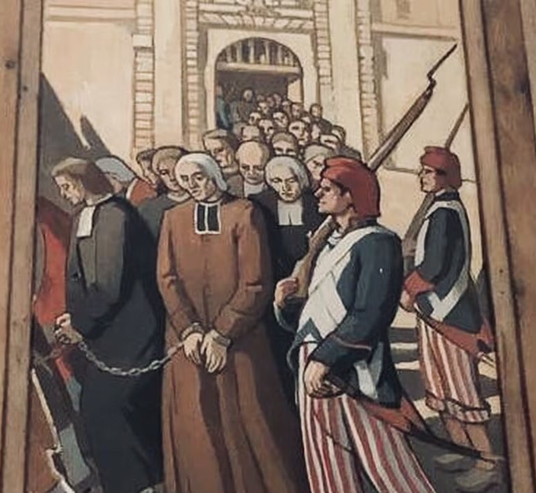 SaintMontjoie's tweet photo. 23 avril 1793, décret républicain ordonnant la déportation des prêtres réfractaires en Guyane. La Guyane est surnommée la « guillotine sèche » en raison de la mortalité due au climat tropical, aux maladies, et aux conditions de vie. L’article 5 prévoit la punition de mort dans les 24 heures pour les déportés qui rentreraient sur « le territoire de la république ».