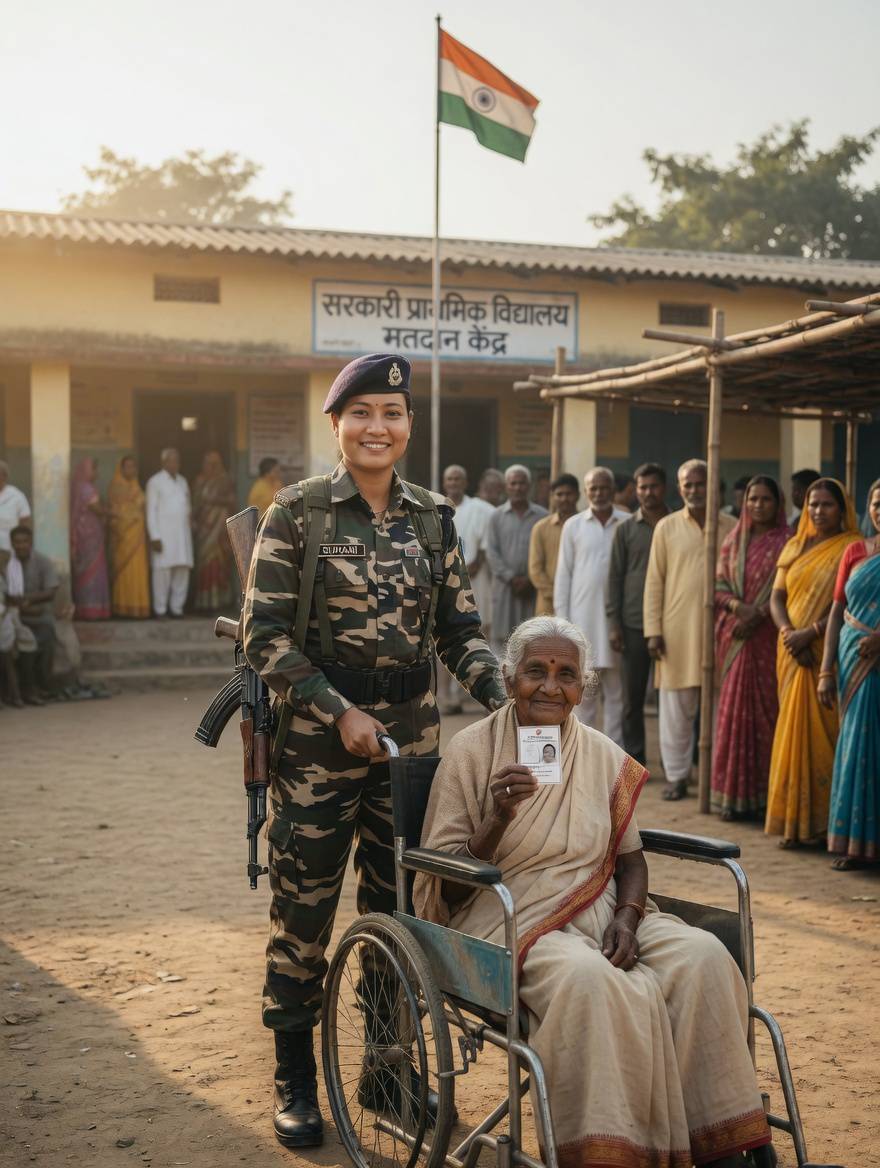 Pratimach_98's tweet image. यह है हमारे सुरक्षाबलों की सच्ची सेवा भावना — ड्यूटी के साथ-साथ मानवता भी निभाते हुए।

देश के लोकतंत्र की रक्षा और आम नागरिकों की मदद, दोनों एक साथ।

बहुत ही प्रेरणादायक और सम्मानजनक दृश्य!

#FemaleWarrior #ElectionDuty #HelpingHands