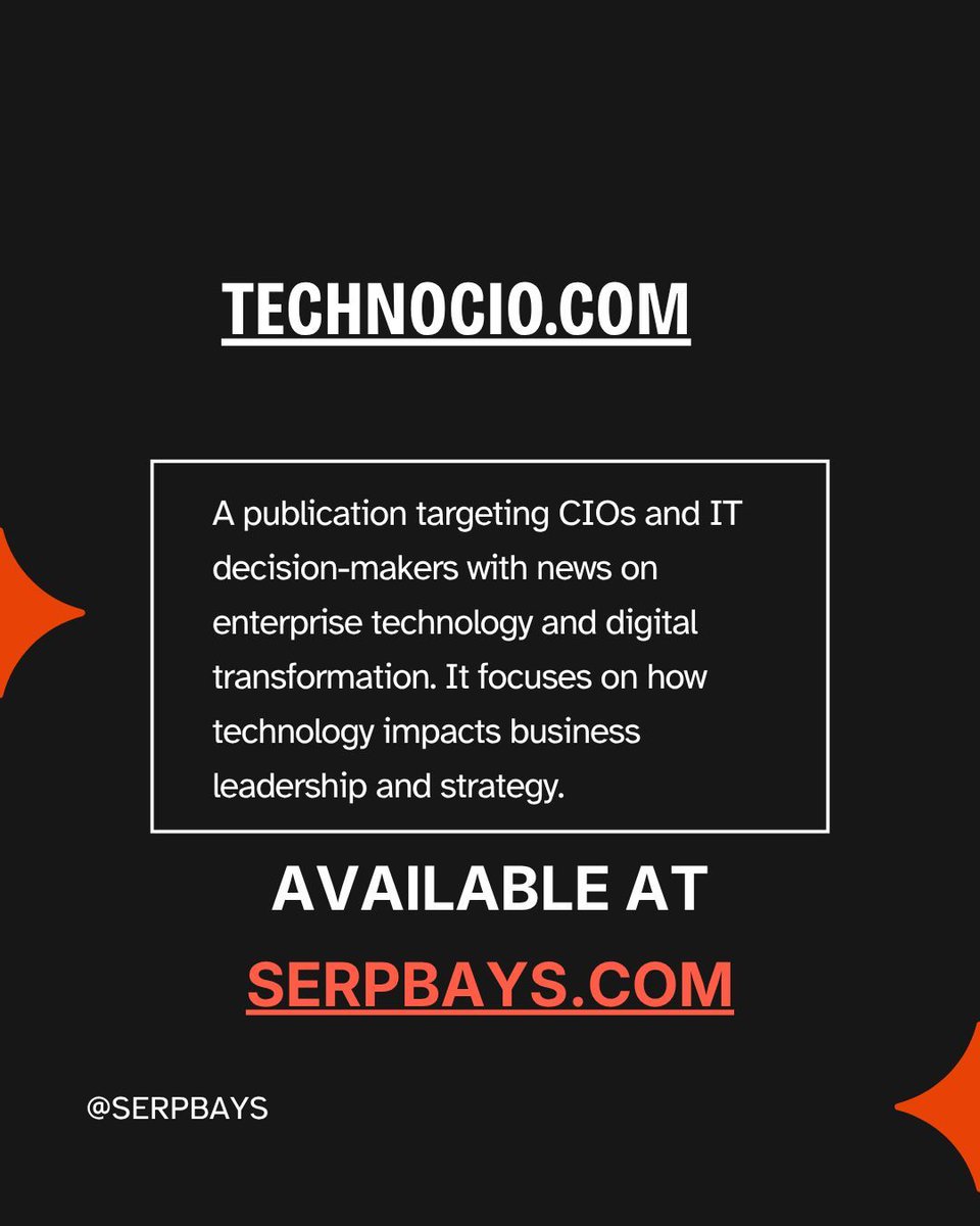 serpbays's tweet image. Day 26/100: TechnoCIO.com — DR 44 | AS 39 | Niche: Computer &amp;amp; Electronics / Technology 🔗
A premium publication for CIOs &amp;amp; IT decision-makers covering enterprise tech &amp;amp; digital transformation.
Get placements at 👉 serpbays.com
 #SEO #GuestPost #LinkBuilding
