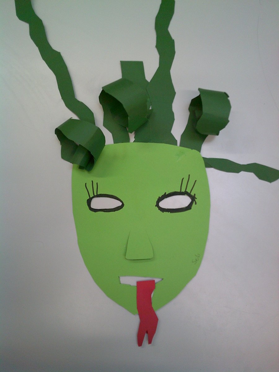 goringprimary's tweet photo. As part of our History topic about Ancient Greece, Robin class used collage techniques to create 3D Medusa masks. https://t.co/83JqBC0g0k