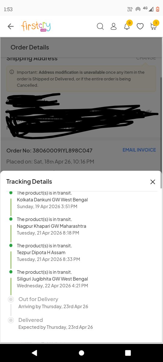 Why this order return to dispatch again if is already reached the Nagpur.<a href="/firstcryindia/">Firstcry</a>