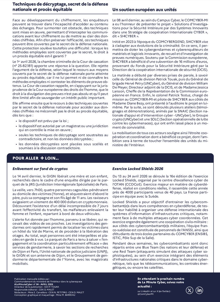 Forces cyber du ministère de l'Intérieur tweet media