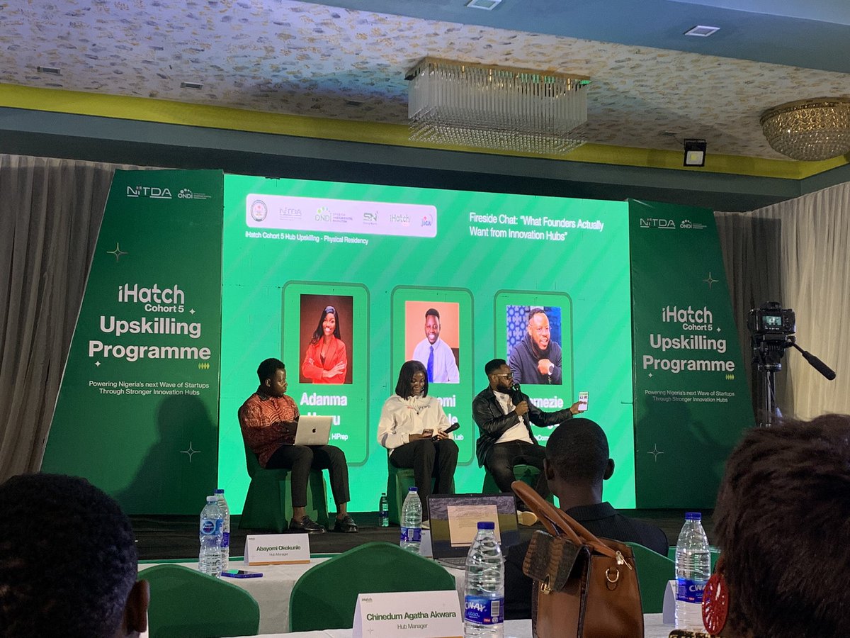 josh_script's tweet photo. Day 4 #iHatchCohort5

We’re beginning our activities with a panel discussion with 2 startups founders, CEO of HiPrep and CEO of MavinComputel

@NITDANigeria @ONDINigeria @JicaNigeria https://t.co/tPFfd07MhA