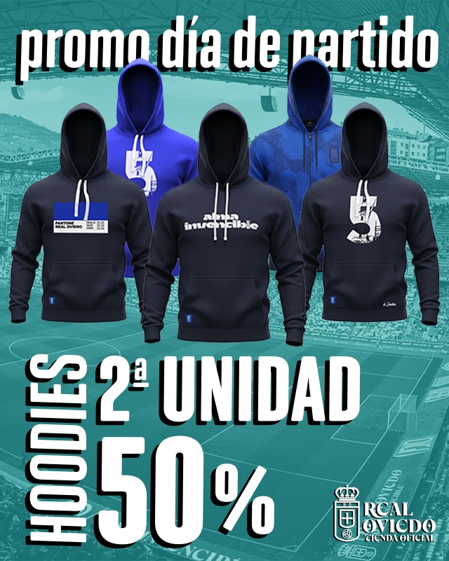 ROtiendaoficial's tweet image. ⚽️PROMO DÍA DE PARTIDO⚽️
SOLO HOY, segunda unidad a mitad de precio en nuestras Hoodies.
-Descuento en la prenda de igual o menor valor.
De apertura a cierre de nuestras tiendas físicas y hasta medianoche en realoviedo.shop

#realoviedo #promo #diadepartido #tiendaoficial