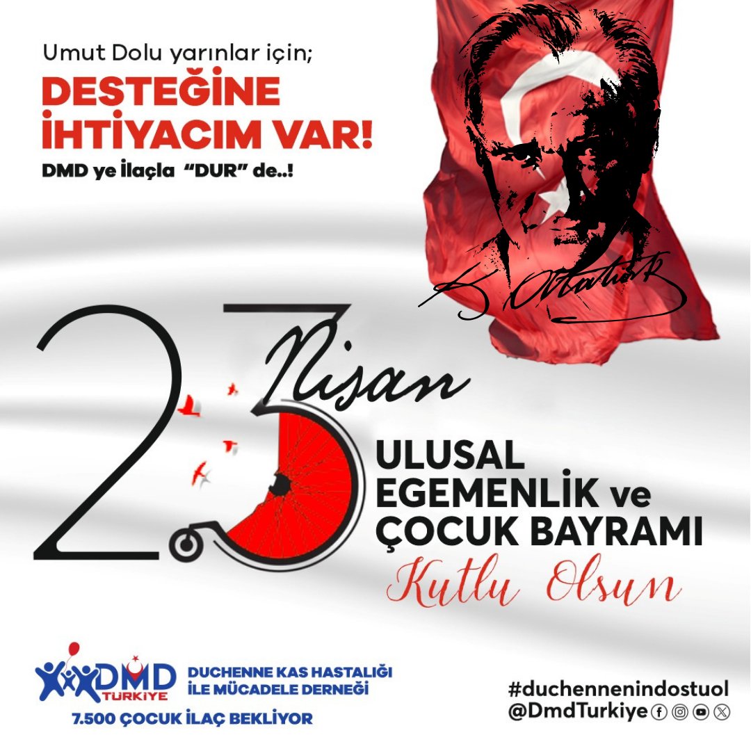 Cumhuriyetimizin teminatı, neşemiz ve geleceğimiz olan tüm çocukların 23 Nisan Ulusal Egemenlik ve Çocuk Bayramı kutlu olsun! 🇹🇷

#23Nisan 
#UlusalEgemenlikVeÇocukBayramı
#KutluOlsun 
#Atatürk
#Dmdturkiye