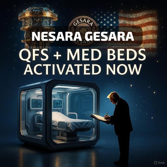 Barontrump3d's tweet photo. 🇺🇸 PRESIDENT TRUMP SIGNED AN EXECUTIVE ORDER TO MAKE US A GLOBAL Nesara Gesara and medbed center 
THIS ORDER WILL INJECT OVER $800 BILLION QFS card and medbed DEPLOYMENT ACROSS the world 🌎 
Nesara Gesara activation 

Follow @TrumpsArmyQFS 
Link https://t.co/QcGNzvmMys https://t.co/gjbIgRE68C
