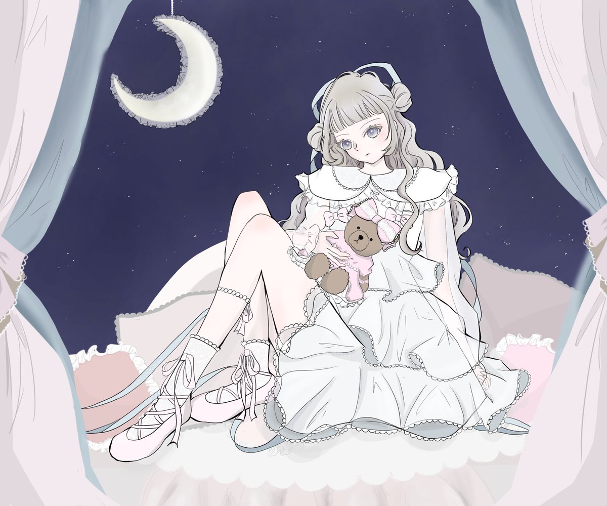 _c4ihy's tweet image. リボンがカーテンの前に出てたから直した🎀
今度こそ完成！

  #イラスト  #artwork  #character  #女の子イラスト  #絵  #イラストグラム  #illustration  #illust  #digitalart  #painting #アニメ  #drawing  #イラスト好きな人と繋がりたい  #創作