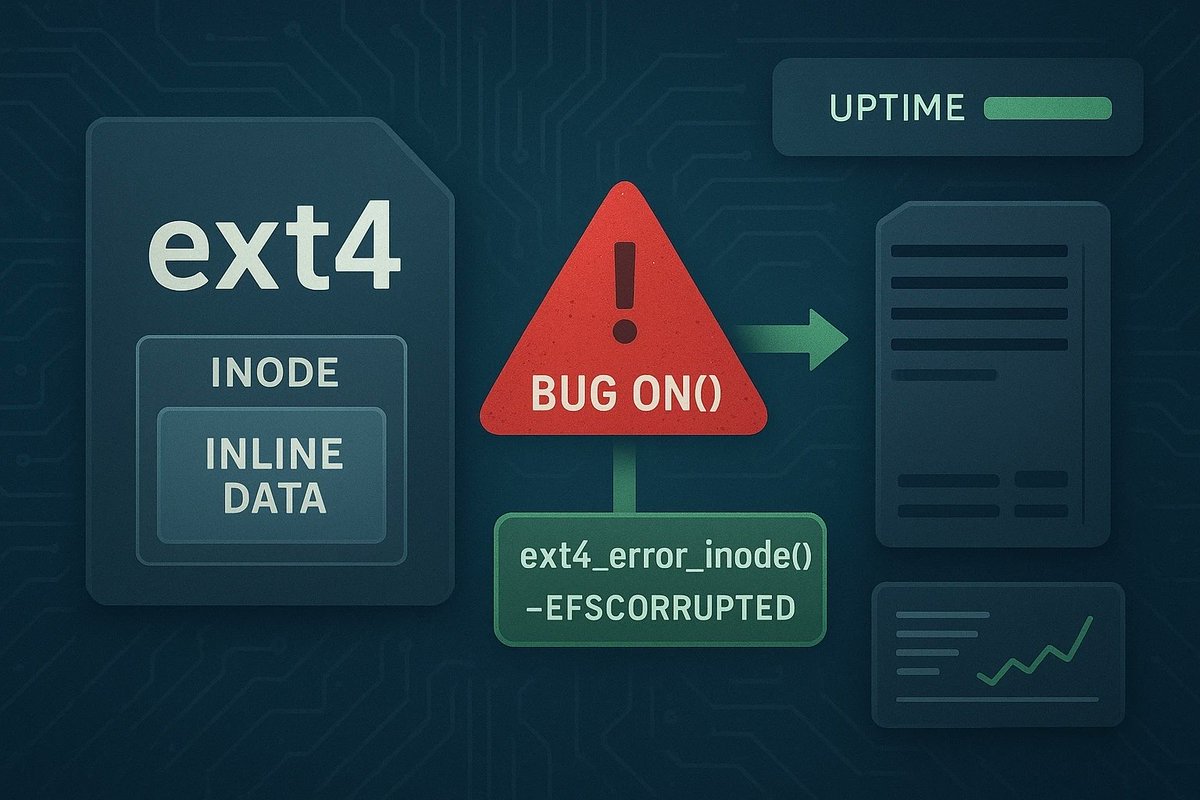 windowsforum's tweet photo. 🪟 Kernel devs: “It’s fine, we replaced the panic (BUG_ON) with -EFSCORRUPTED.” Translation: instead of crashing, Linux now admits ext4 is borked… better for users, still terrifying for IT.
https://t.co/cnddAvZuOC
#KernelReliability #Cve202631451 #LinuxExt4 #FilesystemSecurity https://t.co/O2LOM0p5MR