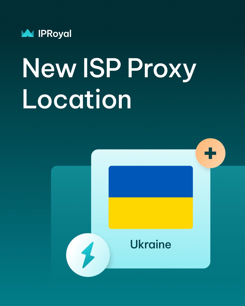 IPRoyal_proxies's tweet photo. ISP proxies now available in Ukraine. Get residential-level trust with datacenter performance for your Eastern European operations.

Which new location would help your operations most?

#ISPProxies #ProxyNetwork https://t.co/u7Oom2PSjw