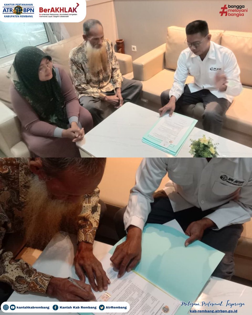 AtrRembang's tweet photo. Rembang - Dalam rangka memberikan kepastian hukum atas hak tanah masyarakat, Kantor Pertanahan Kabupaten Rembang melaksanakan kegiatan pengambilan sumpah sertipikat hilang pada Selasa (22/04/2026). https://t.co/UZYYjrhPDv