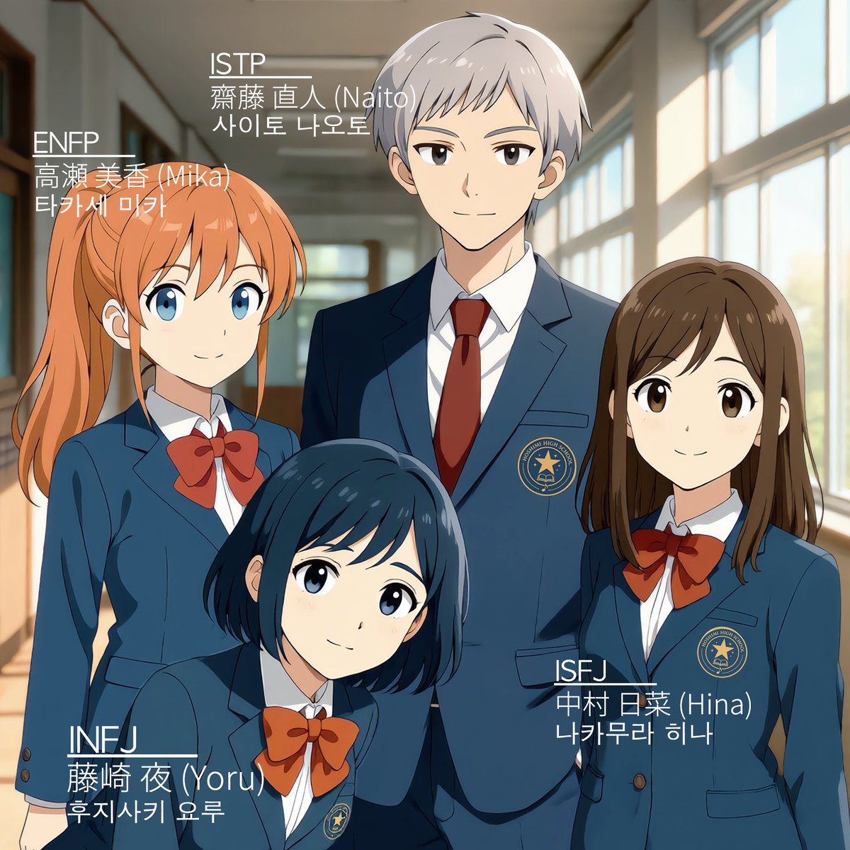 PersoundaMusic's tweet image. 星見高校に、
あなたのMBTIはいましたか？
INFJ、ENFP、ISTP、ISFJ、INFP、ESFP、ESTP——
それぞれの物語がある。

そして次に現れるのは、あなた？

夜の物語を動かす、
“あの人”が来る。

#MBTI #夜と月 #INFJ #星見高校物語