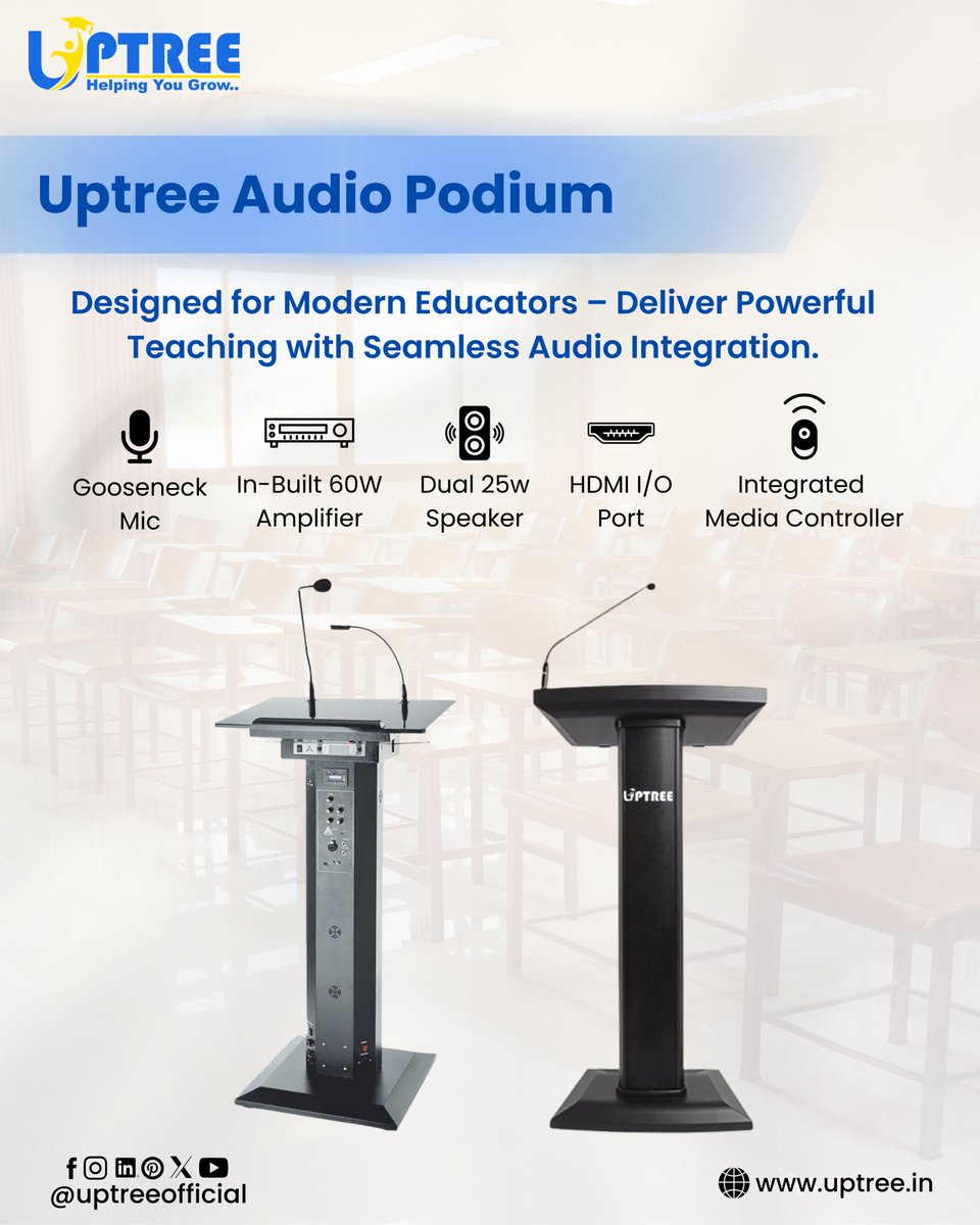 uptreeofficial's tweet image. Command every presentation with crystal-clear sound and smart technology using the Uptree Audio Podium. 
@uptreeofficial
uptree.in
#Uptree #AudioPodium #SmartClassroom #DigitalLearning #EducationalTechnology #SmartTeaching
