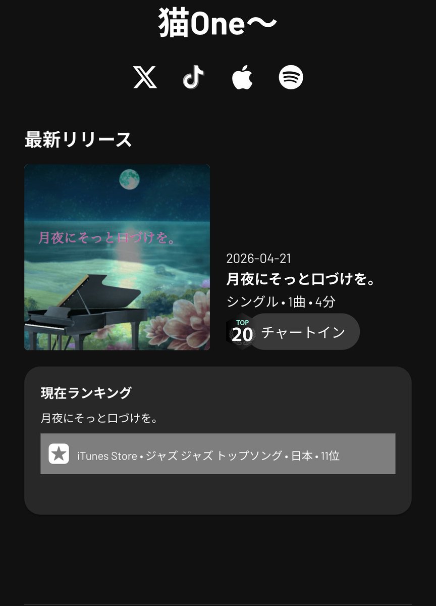 Ryo_Coming_Soon's tweet photo. 皆様のおかげでiTunes  Store
JAZZ部門でチャートイン
させてもらいました✨🙏🫶

より多くの方に
詩の世界と音楽の融合を
届けていける様に頑張ります✨🙏

頑張る励みをいただき本当にありがとうございます✨🙏 https://t.co/ZTE0FIokbM