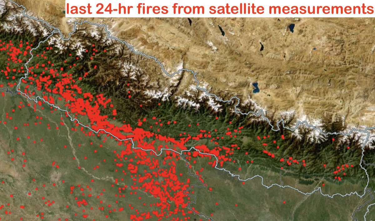 BinodClimate's tweet photo. गर्मि एकैपटक बढेको, डढेलोको डरलाग्दो अवस्था र एकदमै अश्वस्थ बायु प्रदुषणले काठमाडौँ देखि पश्चिम नेपालको धेरै ठाउँ प्रभावित भएको अवस्थ�� छ👇
बर्षाको सम्भावना आज सम्म छैन तर भोलि देखि पुर्बी नेपाल बाट वर्षा सुरु हुदै छ अपरान्हमा
पश्चिम नेपालमा बर्षाको सम्भावना मंगलबार देखि मात्र छ https://t.co/TP4NrkVOIt